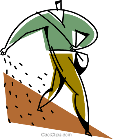 390x480 Farmer Planting Seeds Royalty Free Vector Clip Art Illustration