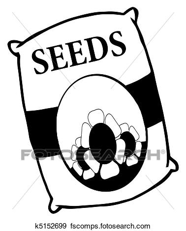 378x470 Clip Art Of Black And White Bag Of Flower Seeds K5152699