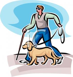 285x300 Man Walking With His Seeing Eye Dog