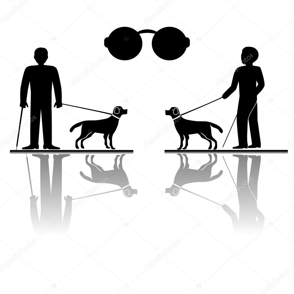 1024x1024 Blind Man And His Guide Dog Stock Vector Krylovochka