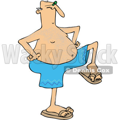 400x400 Of A Senior Caucasian Man Dancing In Swim Trunks