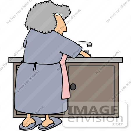 450x450 Senior Woman Washing Dishes