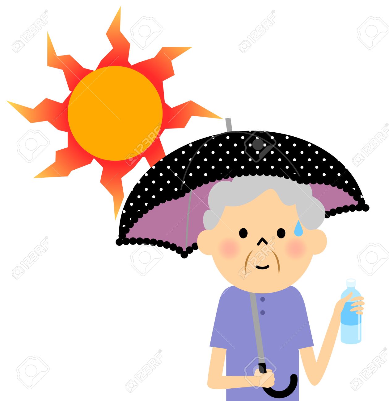 1259x1300 The Senior Citizen Walking Under The Hot Sun Royalty Free Cliparts