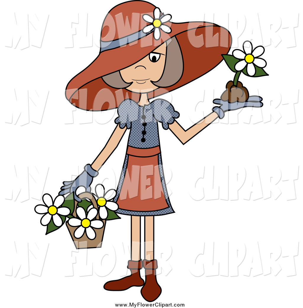 1024x1044 Clip Art Of A White Senior Lady In A Hat, With Flowers In A Basket