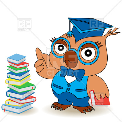 400x400 Serious Teacher Owl In Glasses Royalty Free Vector Clip Art Image