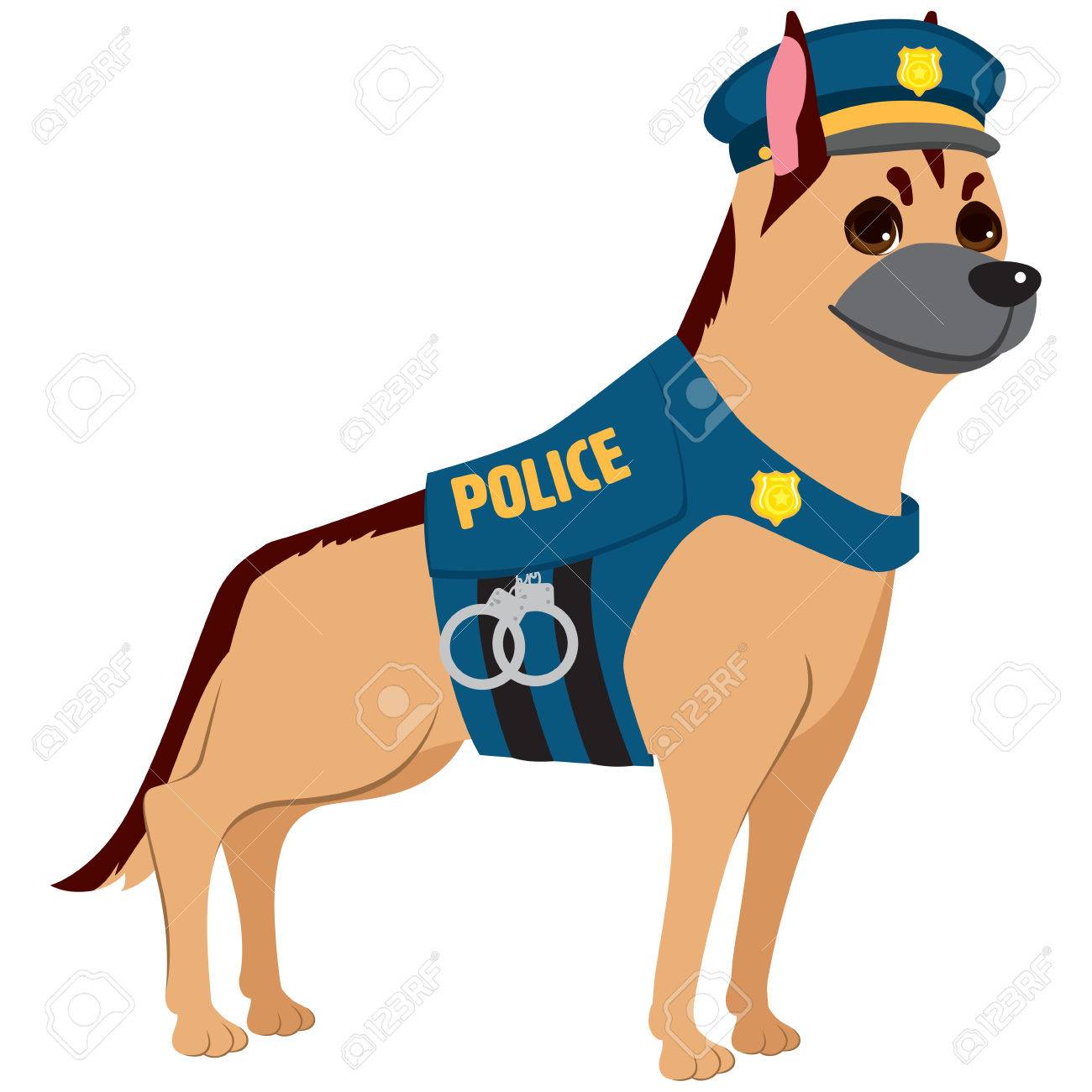1300x1300 Cute Professional Police Dog Wearing Uniform On Service Royalty