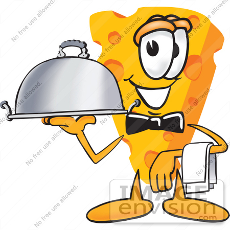 450x450 Clip Art Graphic Of A Swiss Cheese Wedge Mascot Character Serving