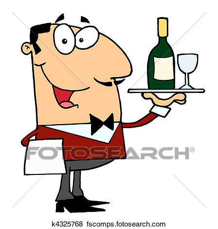 448x470 Clip Art Of Caucasian Male Butler Serving Wine K4325768