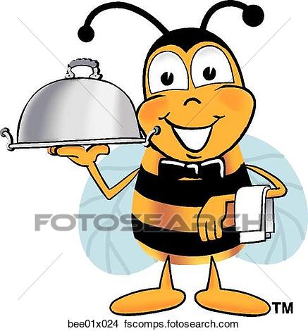 437x470 Clipart Of Bee Serving Food Bee01x024