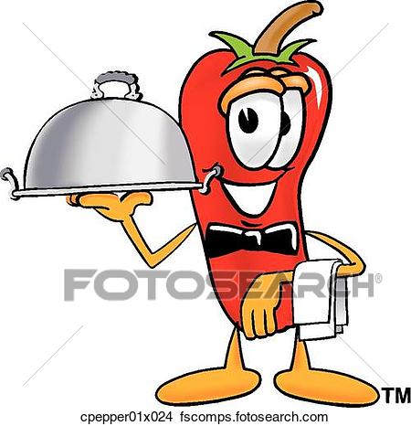 450x466 Clipart Of Chili Pepper Serving Food Cpepper01x024
