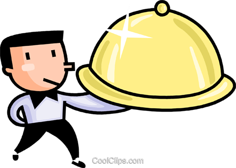 480x341 Waiter Serving Food Royalty Free Vector Clip Art Illustration