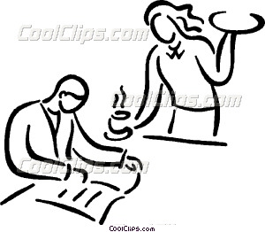 300x262 Waiter Serving Food To Vector Clip Art