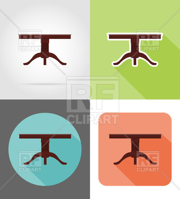 362x400 Set Of Table Furniture Flat Icons Royalty Free Vector Clip Art