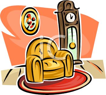 350x313 Picture Of A Home Setting With A Chair And A Grandfather Clock