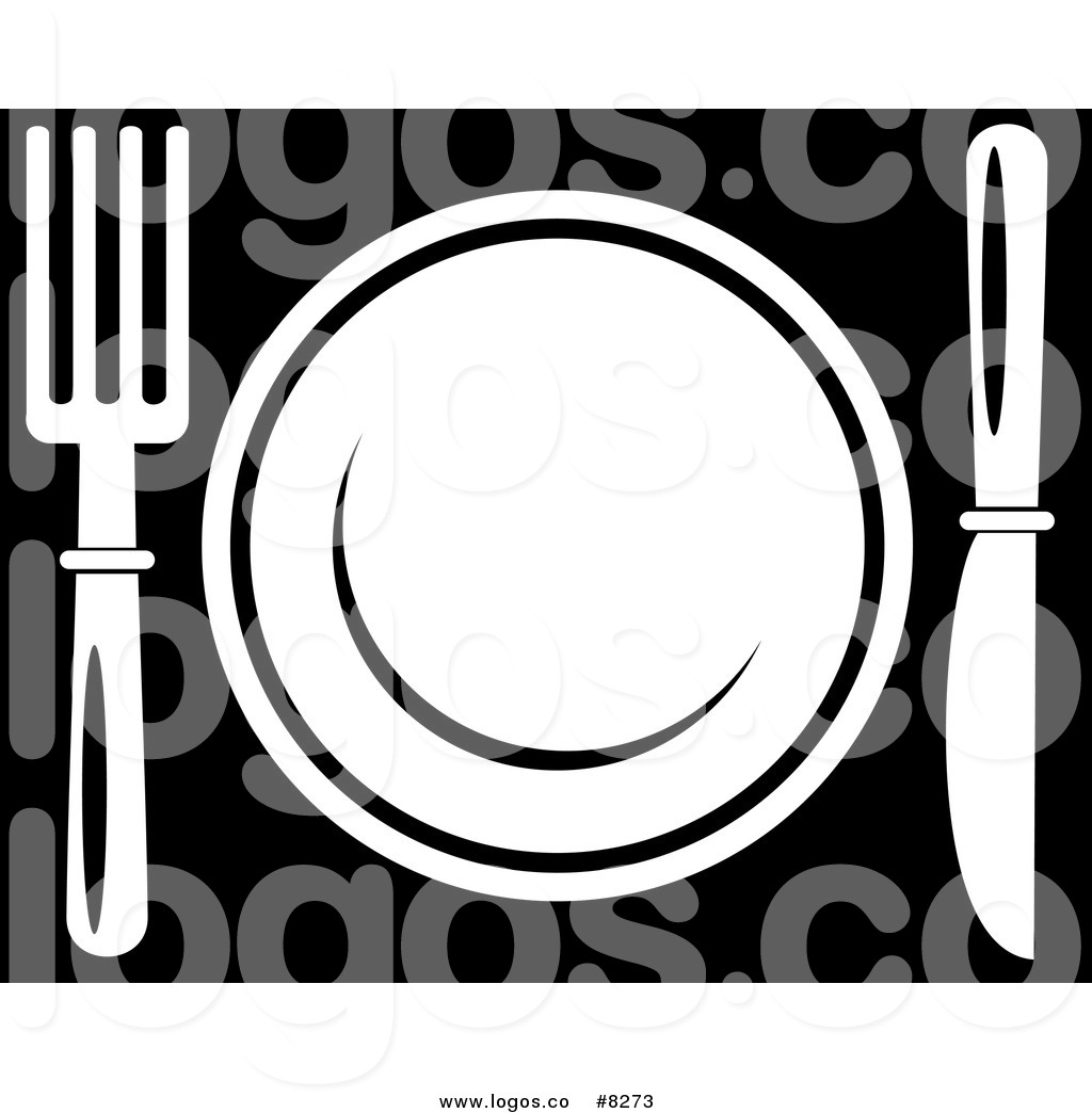 1024x1044 Royalty Free Vector Of A Black And White Place Setting Dining Logo