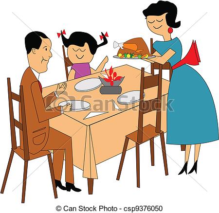 450x438 Turkey Dinner Sitting At Table Clipart