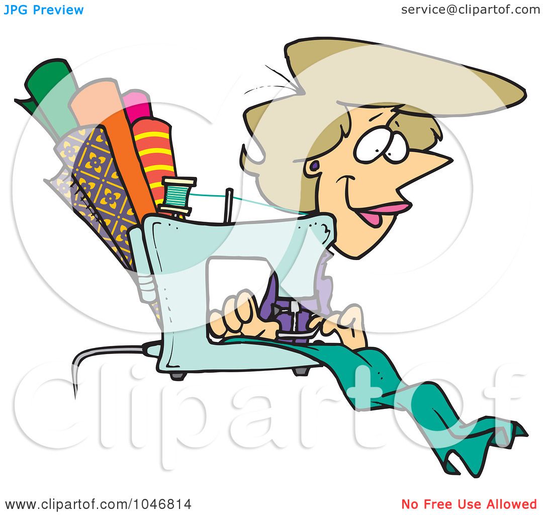 1080x1024 Royalty Free (Rf) Clip Art Illustration Of A Cartoon Sewing