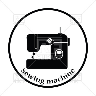 400x400 Thin Circle Design Of Sewing Machine Icon Royalty Free Vector Clip