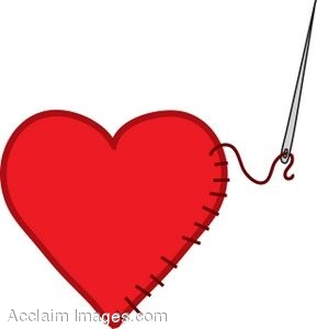 289x300 Clip Art Picture Of A Needle Sewing A Heart