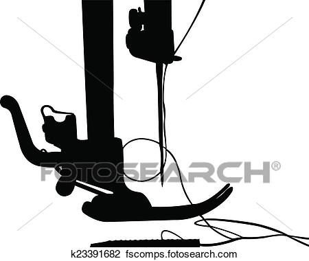 450x380 Clipart Of Silhouette Of The Sewing Machine K23391682