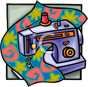 300x297 Free Clipart Image Bright Cloth Under A Sewing Machine