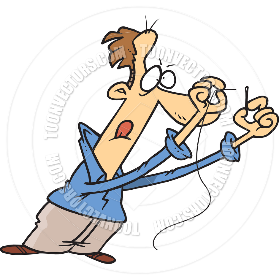 940x940 Cartoon Man Threading Needle By Ron Leishman Toon Vectors Eps