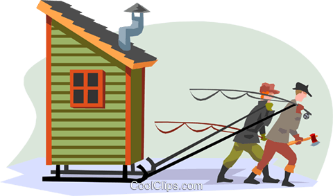 480x283 The Winter Ice Fishing Shack Royalty Free Vector Clip Art