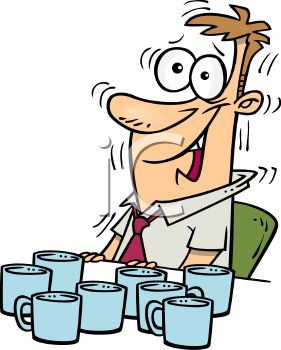 281x350 Cartoon Of A Jittery Man Shaking From Too Much Coffee