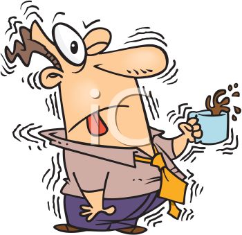 350x339 Cartoon Of A Man Shaking From Too Much Caffeine