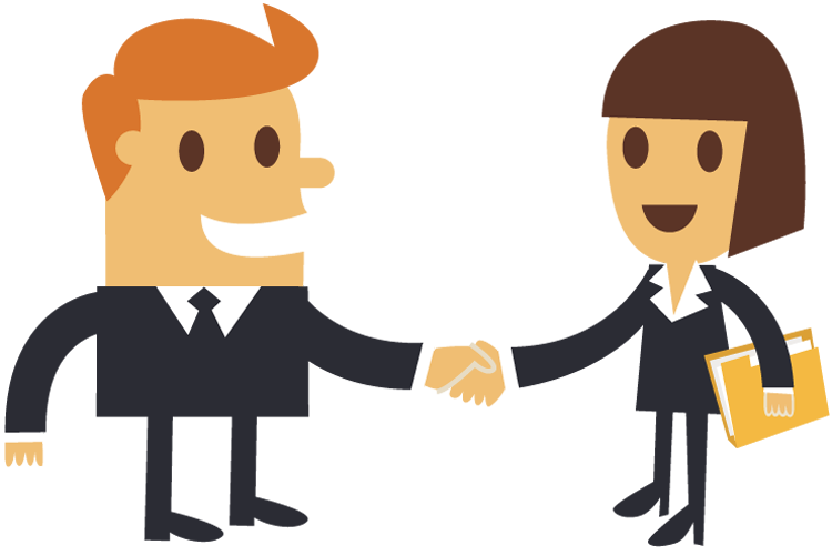 750x500 Cartoon Businessman Shaking Hands With A Businesswoman 1designshop