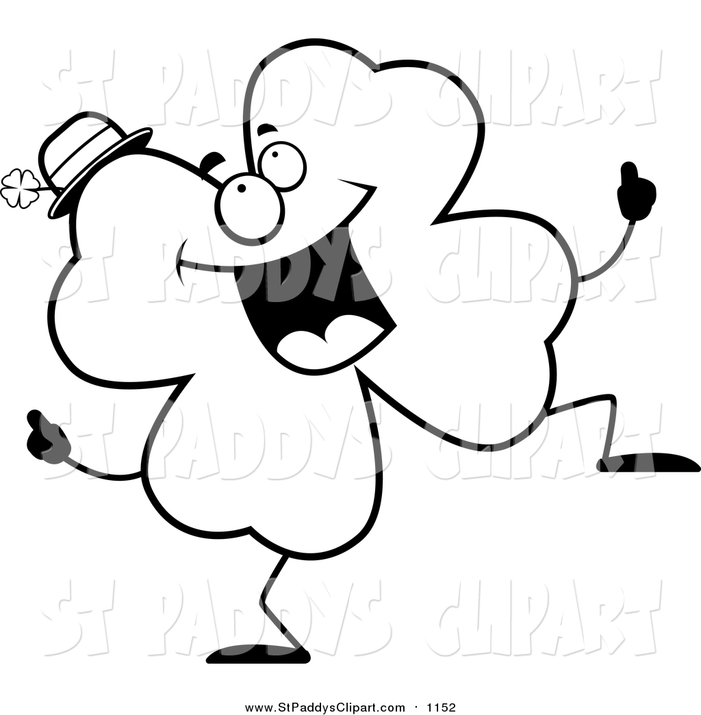 1024x1044 Vector Cliprt Of Lineart Shamrock Clover Character Doing