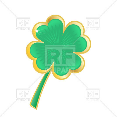 400x400 Patrick's Day Four Leaf Clover With Shiny Golden Border Royalty