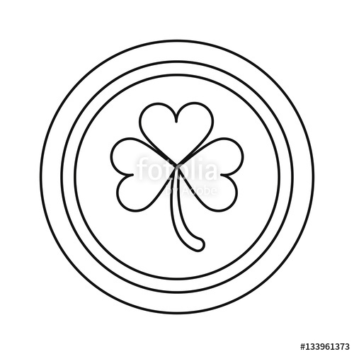 500x500 Saint Patrick Day Coin Shamrock Icon Outline Vector Illustration