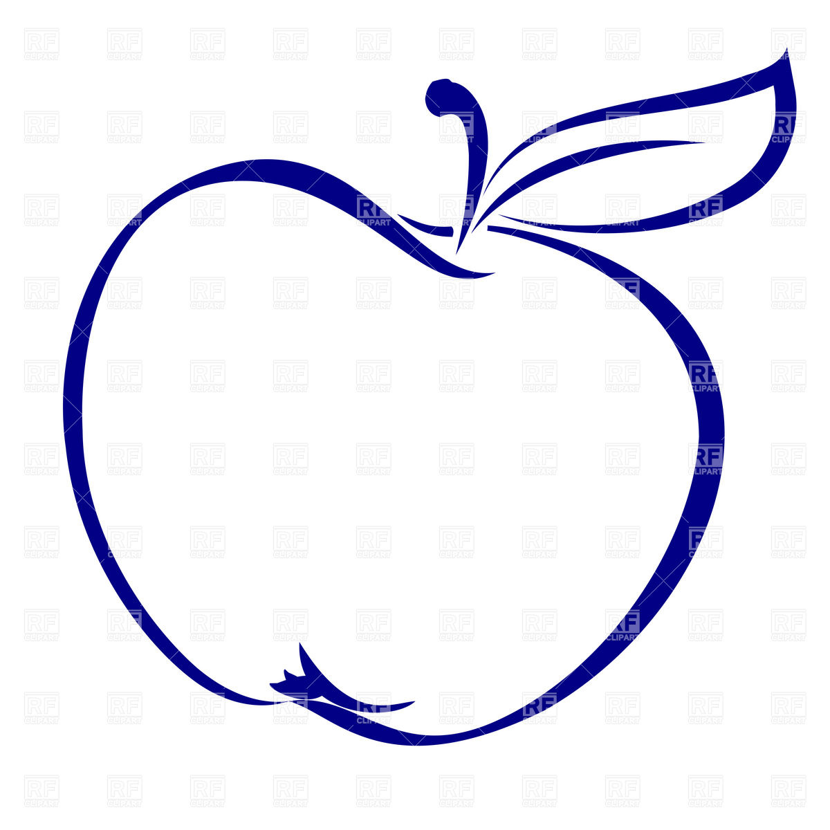 1200x1200 Apple Shape Simple Outline Royalty Free Vector Clip Art Image