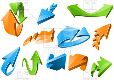 400x282 Three Dimensional Arrow Signs Set Of Different Shapes Royalty Free