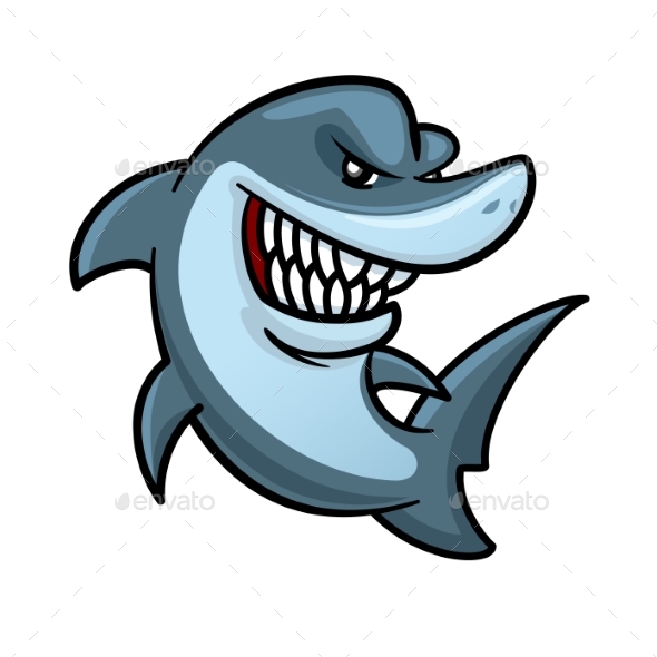 590x590 Hungry Shark With Toothy Smile Cartoon Character By Seamartini