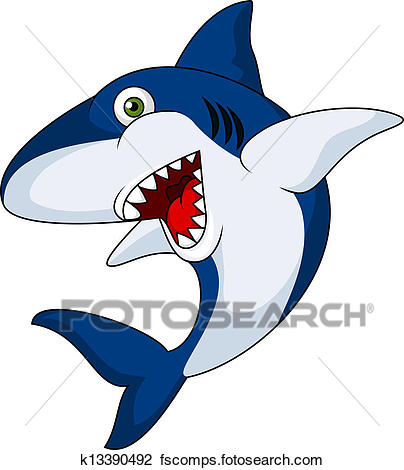 404x470 Clip Art Of Funny Shark Cartoon K8639357