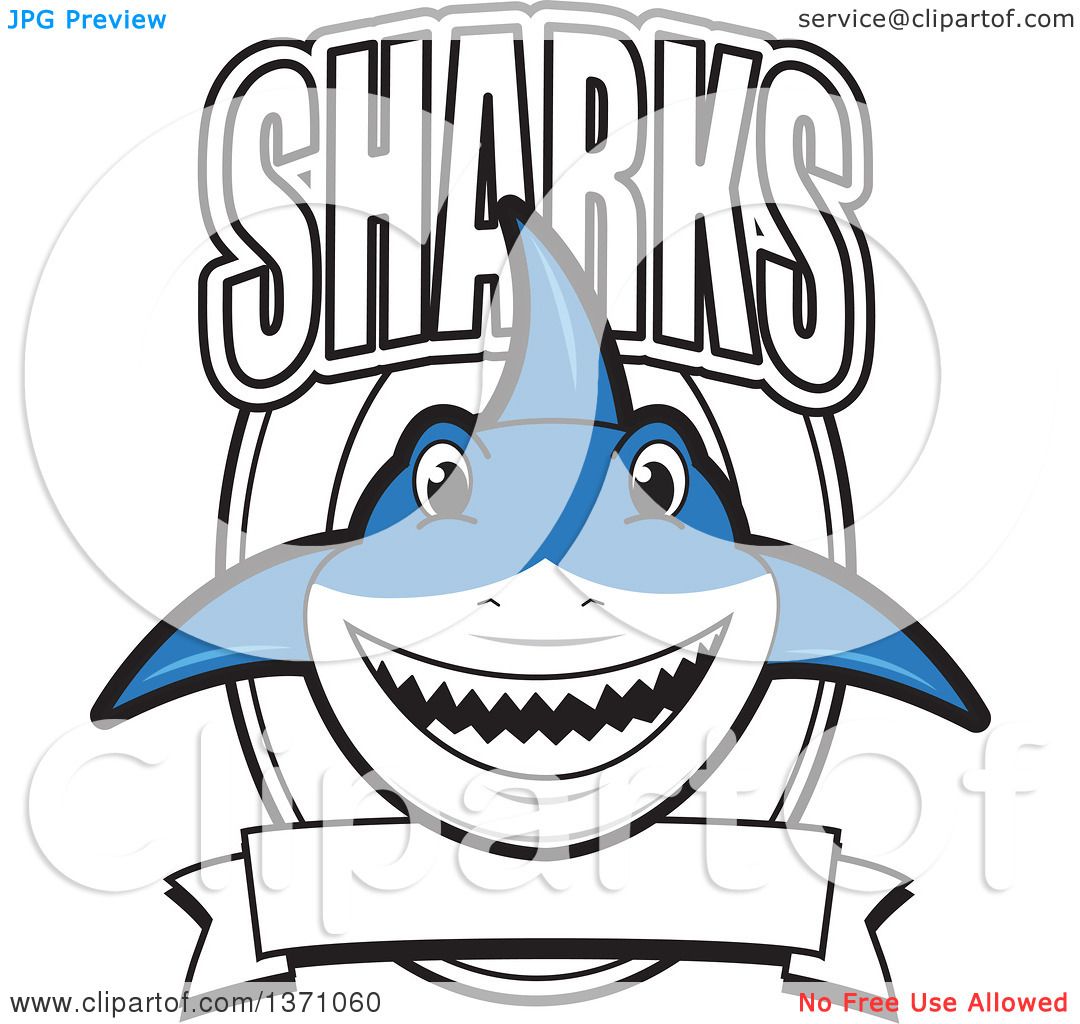 1080x1024 Clipart Of A Shark School Mascot Character With Text Over A Blank