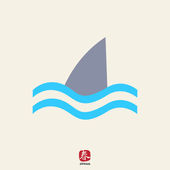 170x170 Dorsal Shark Fin Above Water Sketch Icon. Stock Vector
