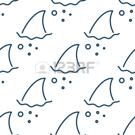 450x450 Shark Fin Water Waves Seamless Pattern. Flipper And Fish