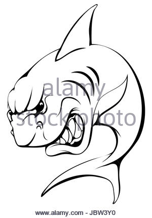 300x430 Vector Illustration Of Angry Shark Cartoon Stock Vector Art
