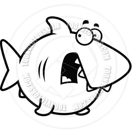 460x460 Cartoon Shark Scared (Black And White Line Art) By Cory Thoman