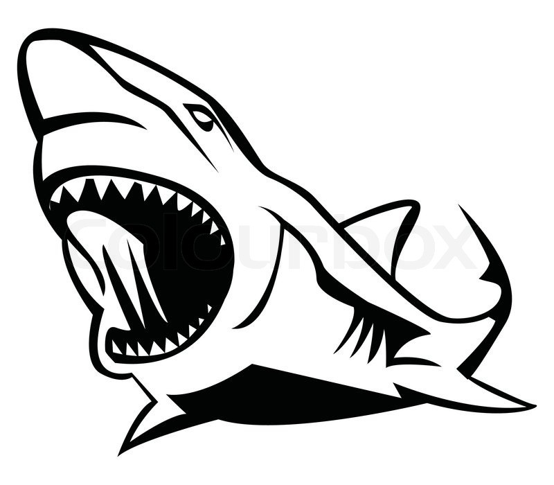 800x700 Vicious Outline Shark Tattoo Design