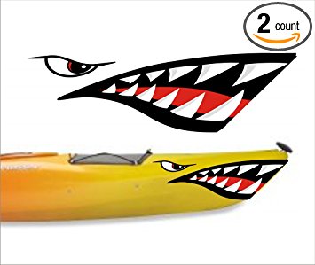 355x299 Shark Teeth Mouth Decal Stickers Kayak Canoe Jet Ski