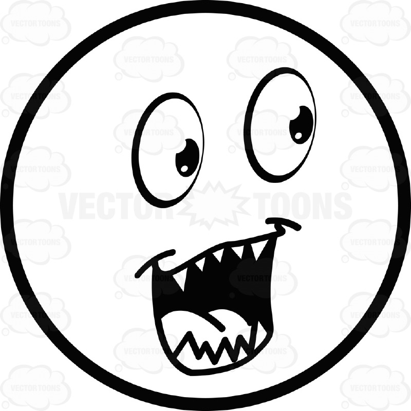 800x800 Open Mouthed Large Eyed Black And White Smiley Face Emoticon