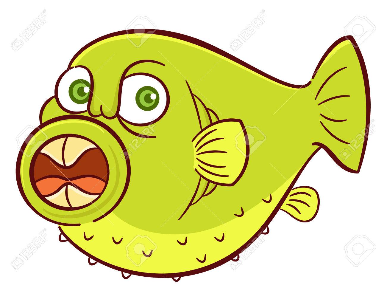 1300x1013 Wild Puffer Fish With Sharp Teeth In Opened Mouth Cartoon