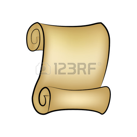 450x450 Paper Scroll Clipart Isolated On White Background. Empty, Blank