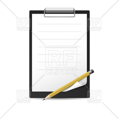 400x400 Pencil, Clipboard And Paper Sheet With Curled Corner Royalty Free