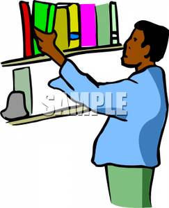 243x300 Art Image A Man Pulling A Book From A Library Shelf