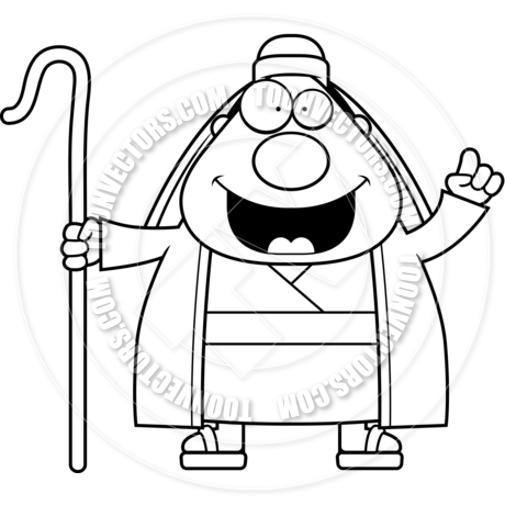 460x460 Cartoon Shepherd Idea (Black And White Line Art) By Cory Thoman